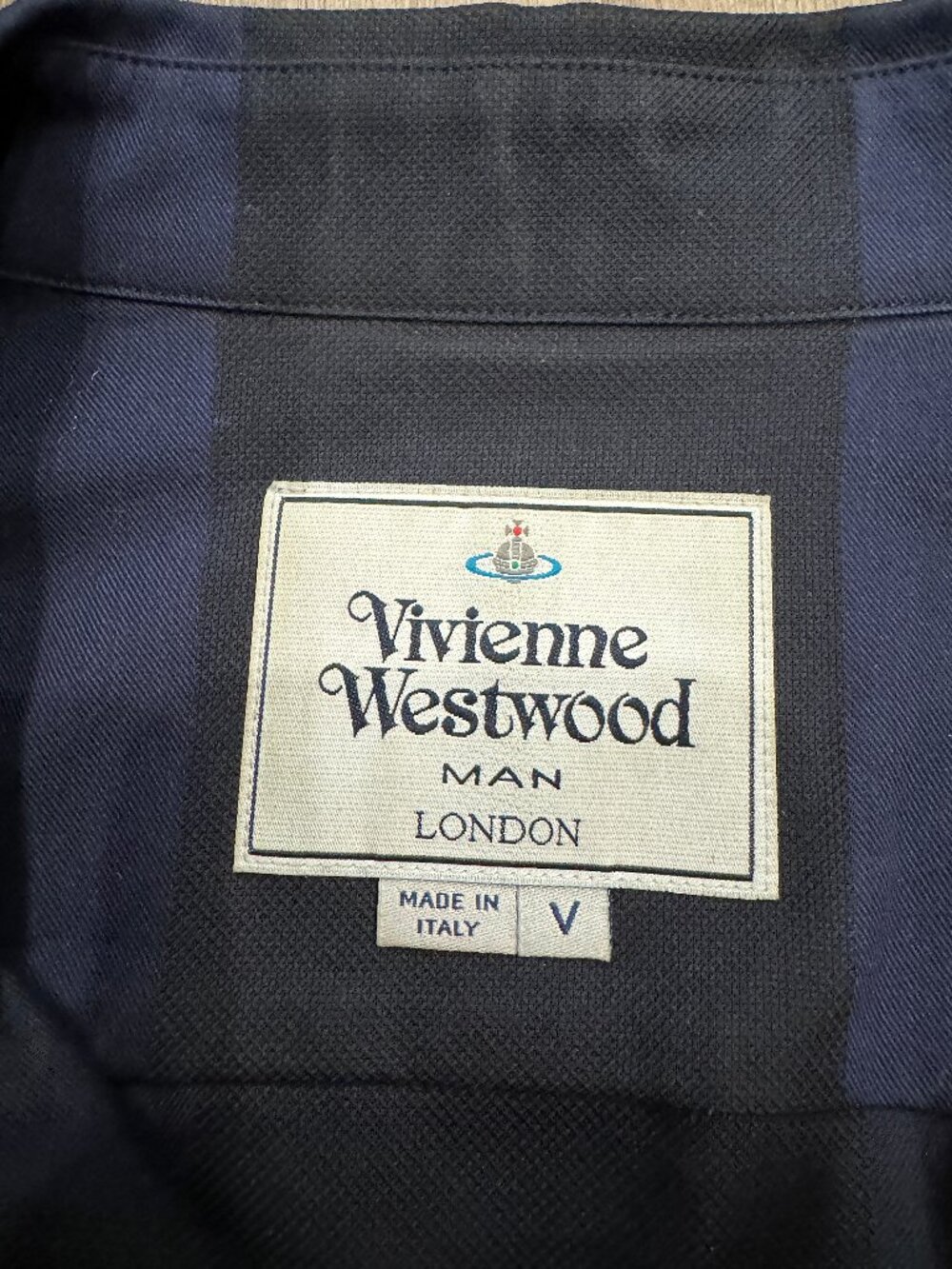 Vivienne Westwood Men's Navy Blue Expanded Tartan Long-Sleeve Shirt - Size V - Picture 8 of 15